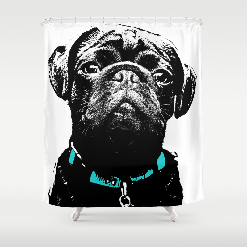 Retro Pug Shower Curtain By Markchallis Society6