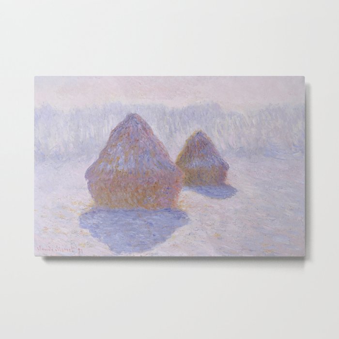 Haystacks, Effect of Snow and Sun by Claude Monet Metal Print