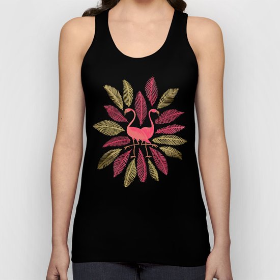 Flamingos – Pink & Gold Unisex Tank Top