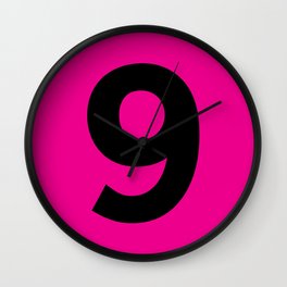 Number 9 (Black & Magenta) Wall Clock