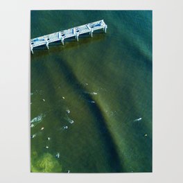 Aerial of Jacksonville Beach Pier Surf Poster