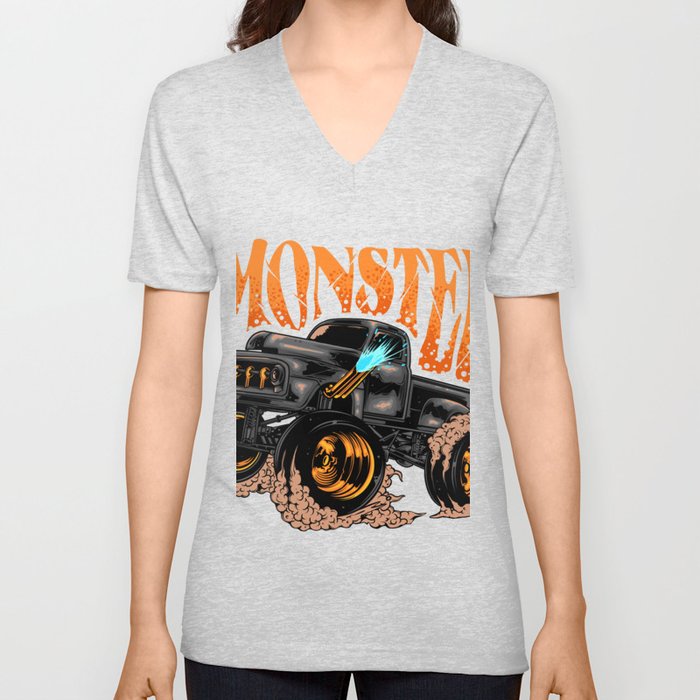 Monster Truck V Neck T Shirt
