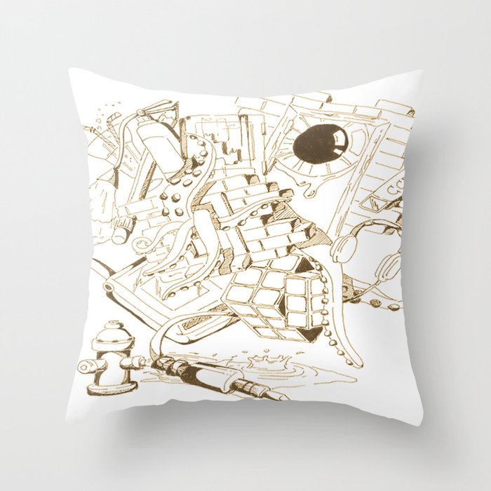Vintage Collage of Thoughts Throw Pillow