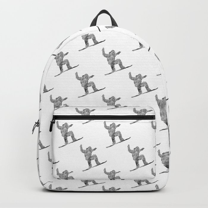Black and white snowboard art print watercolor  Backpack