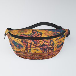 Mongolia Chinggis Khan Equestrian Statue Artistic Illustration Warrior Shapes Style Fanny Pack