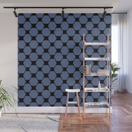 Blue hexagon geometric retro pattern Wall Mural