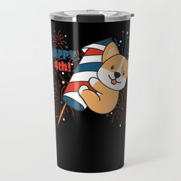 Corgi For The Fourth Of July Fireworks Rocket Travel Mug