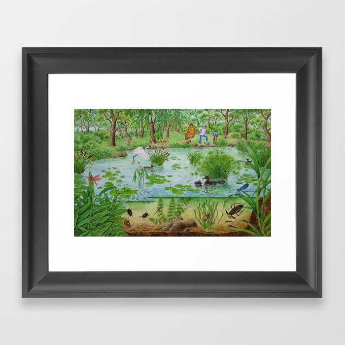 A Day of Forest (4). (the lake ecosystem) Framed Art Print