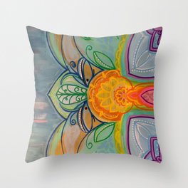 Abstract mandala style garden guardian painting  Throw Pillow