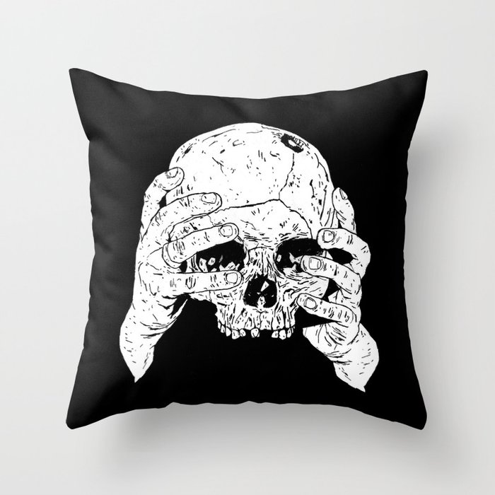 Skull In Hands Throw Pillow