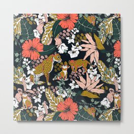 Animal print dark jungle Metal Print | Nature, Wildflower, Animalprint, Leaf, Jungle, Dark, Pattern, Paradise, Darkfloral, Nice 