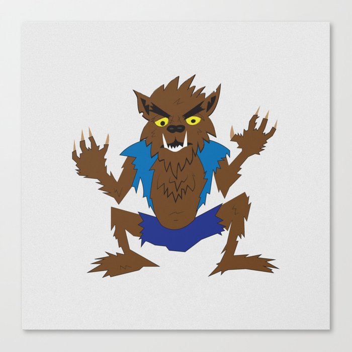 Retro Werewolf Cartoon Canvas Print