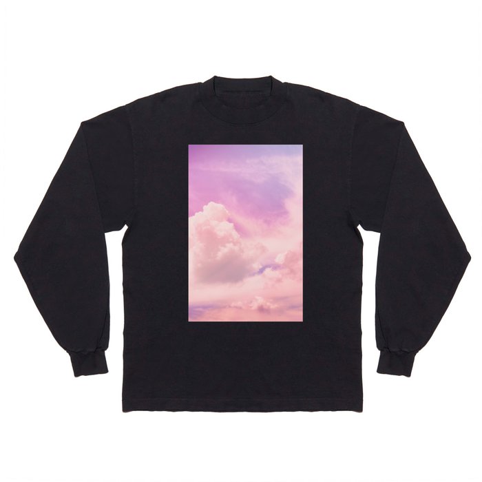 Pink And Purple Fluffy Colorful Clouds Cotton Candy Texture Long Sleeve T  Shirt by EnShape