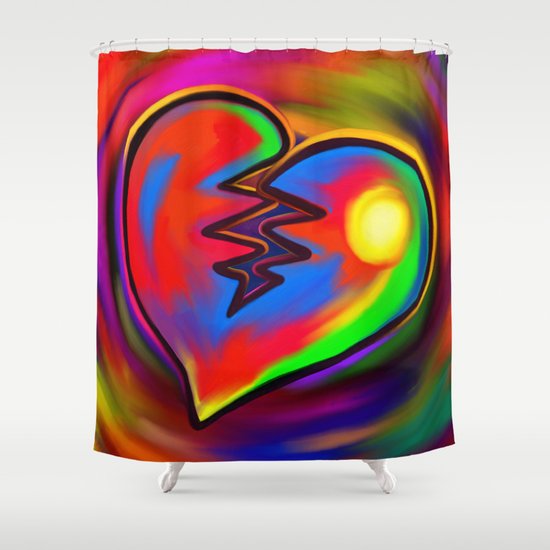 Broken Heart Vibrant Painting Shower Curtain By Prawny Society6