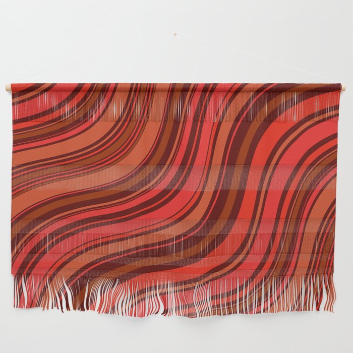 70s Wavy Lines | Red, Orange and Brown Wall Hanging