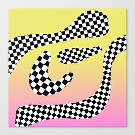 Yellow Pink Retro Checkered Canvas Print