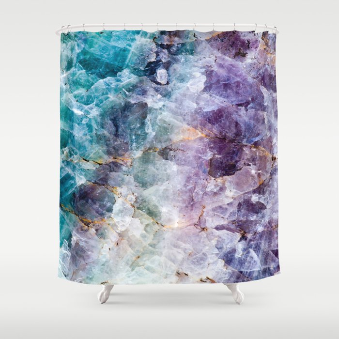 Quartz Stone - Blue and Purple Shower Curtain