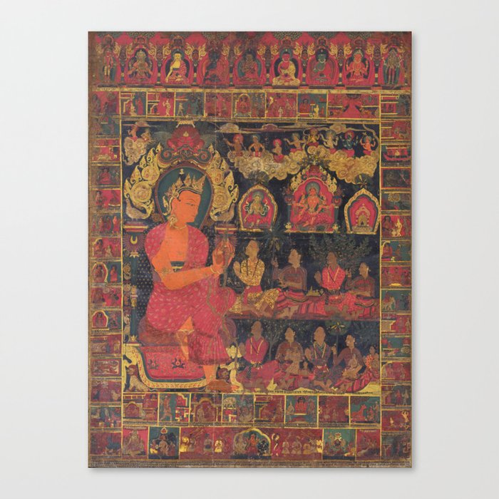 Thangka with Bejeweled Buddha Preaching Canvas Print