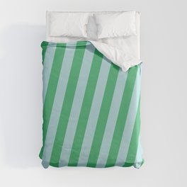 [ Thumbnail: Sea Green & Powder Blue Colored Lined/Striped Pattern Duvet Cover ]