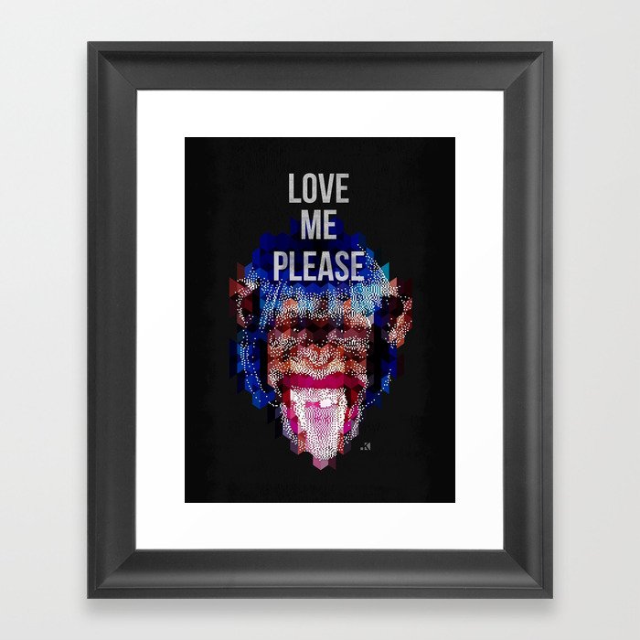 Monkey need love Framed Art Print