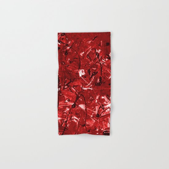 Abstract #446 Red Chaos Hand & Bath Towel