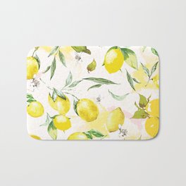 Watercolor lemons Badematte