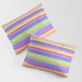 Vibrant Neon and Pastel Stripes Pillow Sham