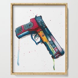 Watercolor Sauer gun - make color not war Serving Tray