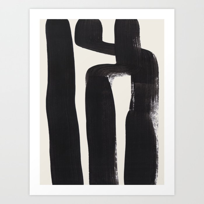 Mid Century Modern Minimalist Abstract Art Brush Strokes Black White Ink Art Ancient Stripes Art Print By Enshape Society6