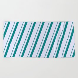 [ Thumbnail: Teal & Lavender Colored Lines/Stripes Pattern Beach Towel ]