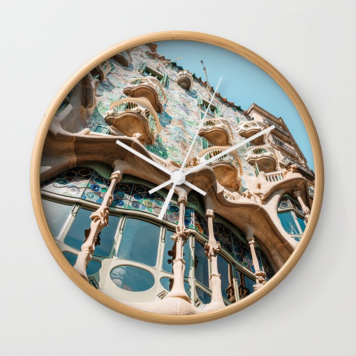 Antoni Gaudi Architecture, Casa Batllo Barcelona, City Facade, Spain Summer Travel Wall Clock