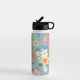 Spring flowers | Teal | Orange | Yellow | Mother's Day gift | Water Bottle