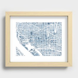 Washington DC Blueprint watercolor map Recessed Framed Print