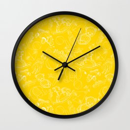 Yellow and White Toys Outline Pattern Wall Clock