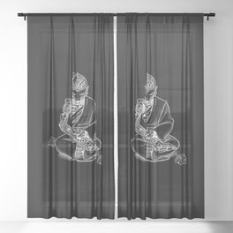 Meditation Robot Monk Minimalist by Tobe Fonseca Sheer Curtain