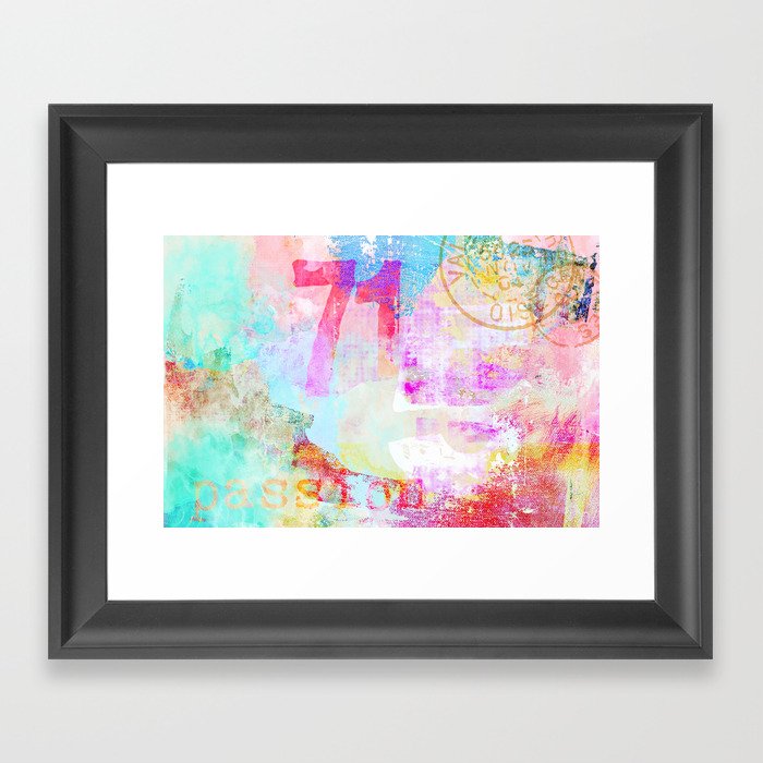 Passion mixed media colorful abstract art Framed Art Print
