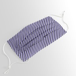 [ Thumbnail: Slate Blue, Black, and Lavender Colored Lined Pattern Face Mask ]