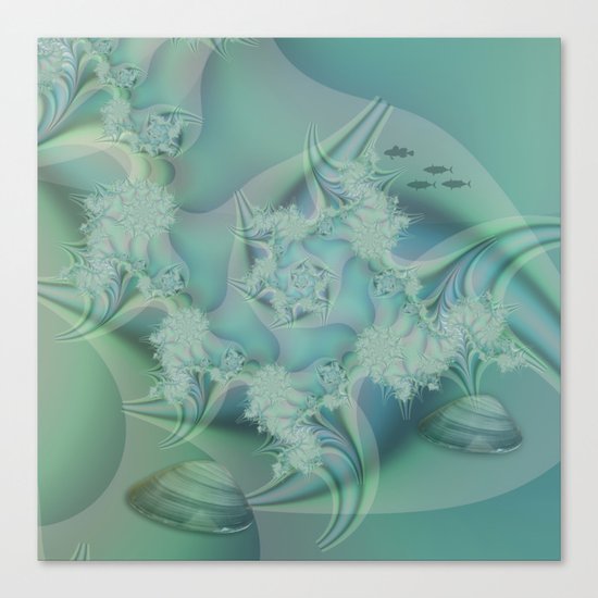 Fantasy ocean with shells and fish Canvas Print