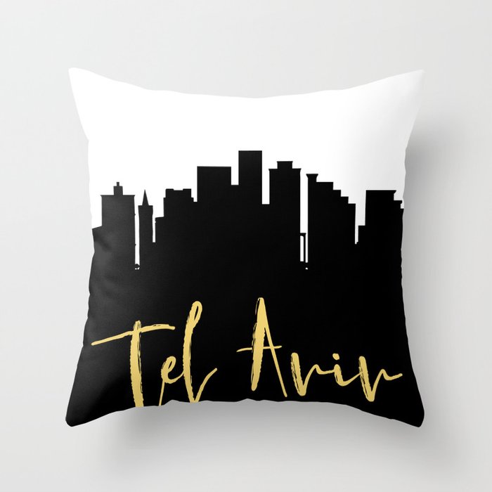 TEL AVIV ISRAEL DESIGNER SILHOUETTE SKYLINE ART Throw Pillow