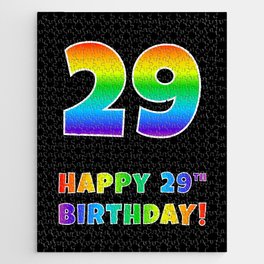 [ Thumbnail: HAPPY 29TH BIRTHDAY - Multicolored Rainbow Spectrum Gradient Jigsaw Puzzle ]