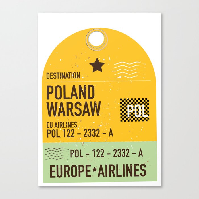 Poland Warsaw travel Ticket Canvas Print