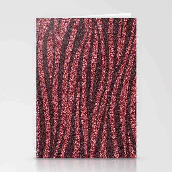 Stripes Red Glitter Stationery Cards