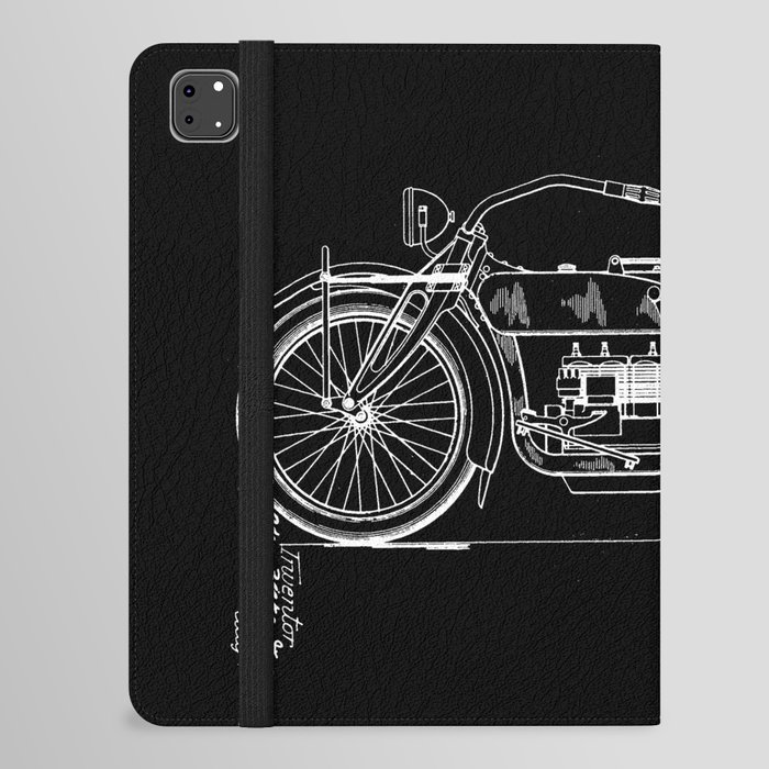 1919 Motorcycle Patent Black White iPad Folio Case