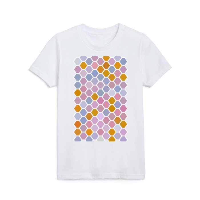 Pastel Violet, Pink and Yellow Hexagon Tile Pattern Kids T Shirt