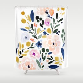 Society6 Vintage Blush Floral 71 x 74 Bw by Crystal W Design on Shower Curtain 