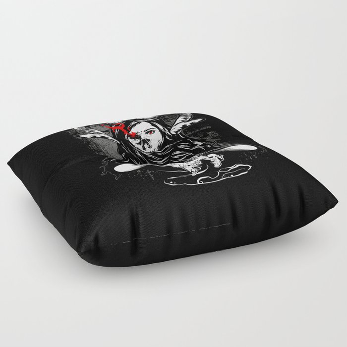 Devil Horror Skull Illustration Floor Pillow
