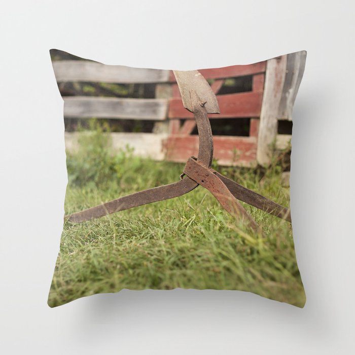 Rusted Plow Throw Pillow
