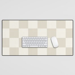 Checkerboard Check Checkered Pattern in Mushroom Beige and Cream Desk Mat