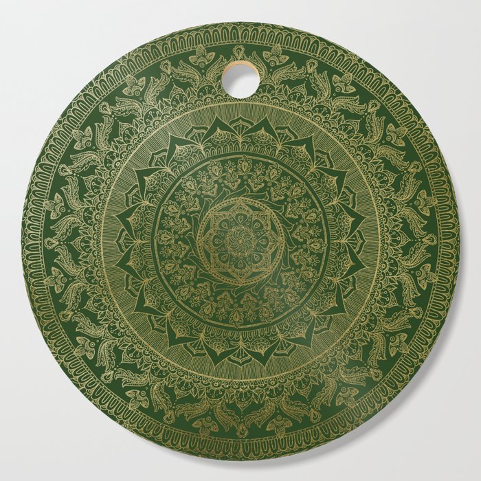Mandala Royal - Green and Gold Cutting Board