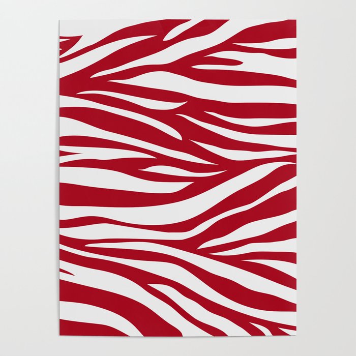 red + white zebra Poster